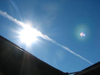 Looking up the sky from my car's moon roof