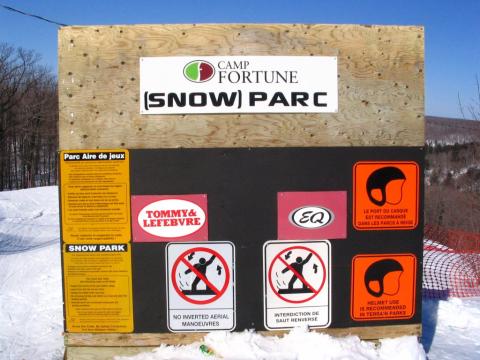 Terrain park warning sign